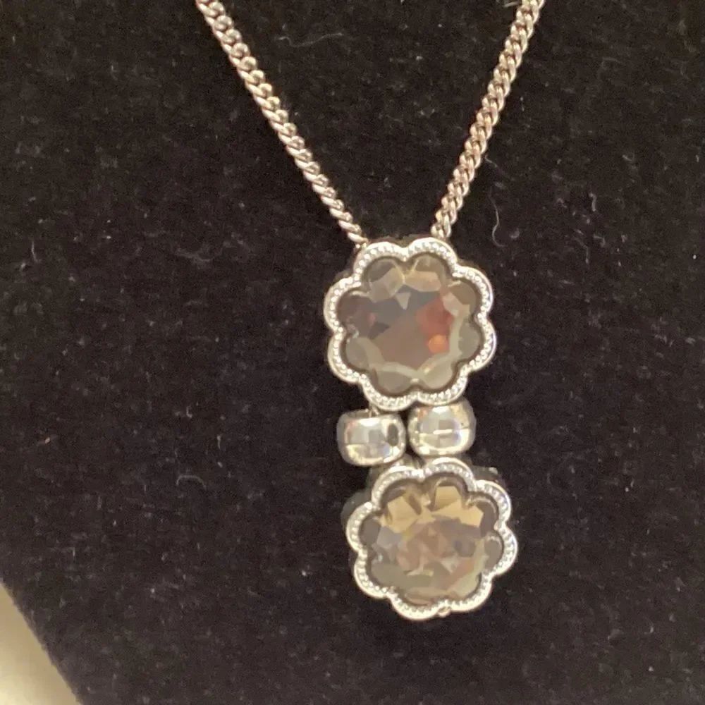 Silvertone Snake Chain Necklace with Trefoil Drops